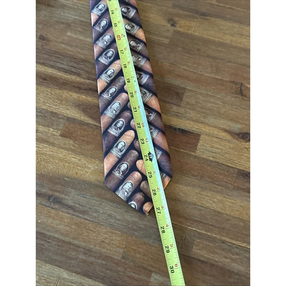Vintage Ralph Marlin‎ 1997 Cigar Money Band Brown and Yellow Tie